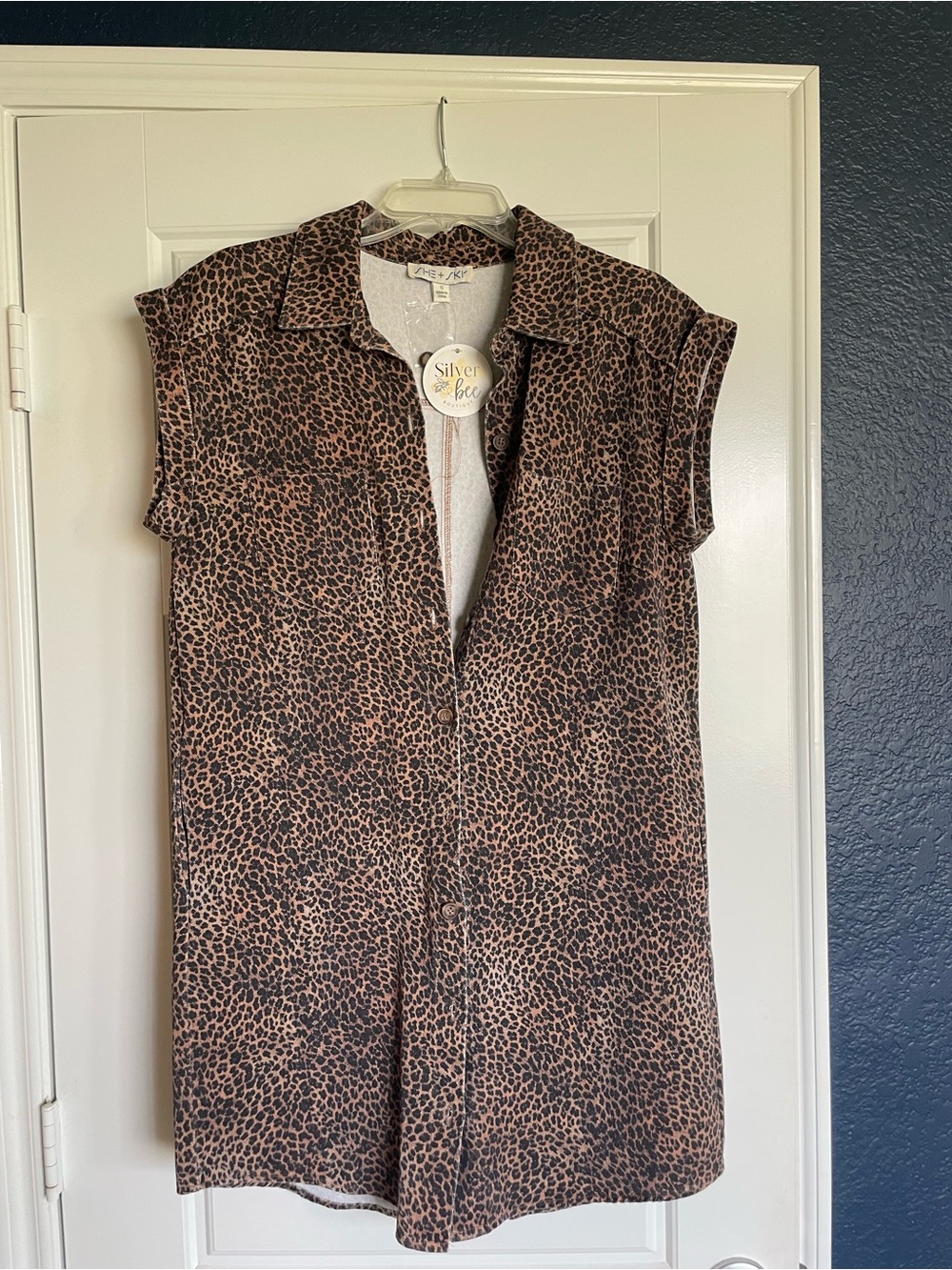 She + Sky Leopard Print Top - Brown & Black